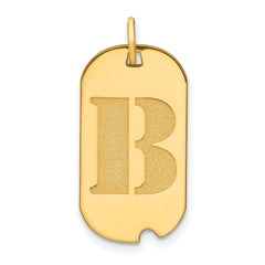 14k Yellow Gold High Polished Letter Initial Dog Tag Pendant,24x14mm