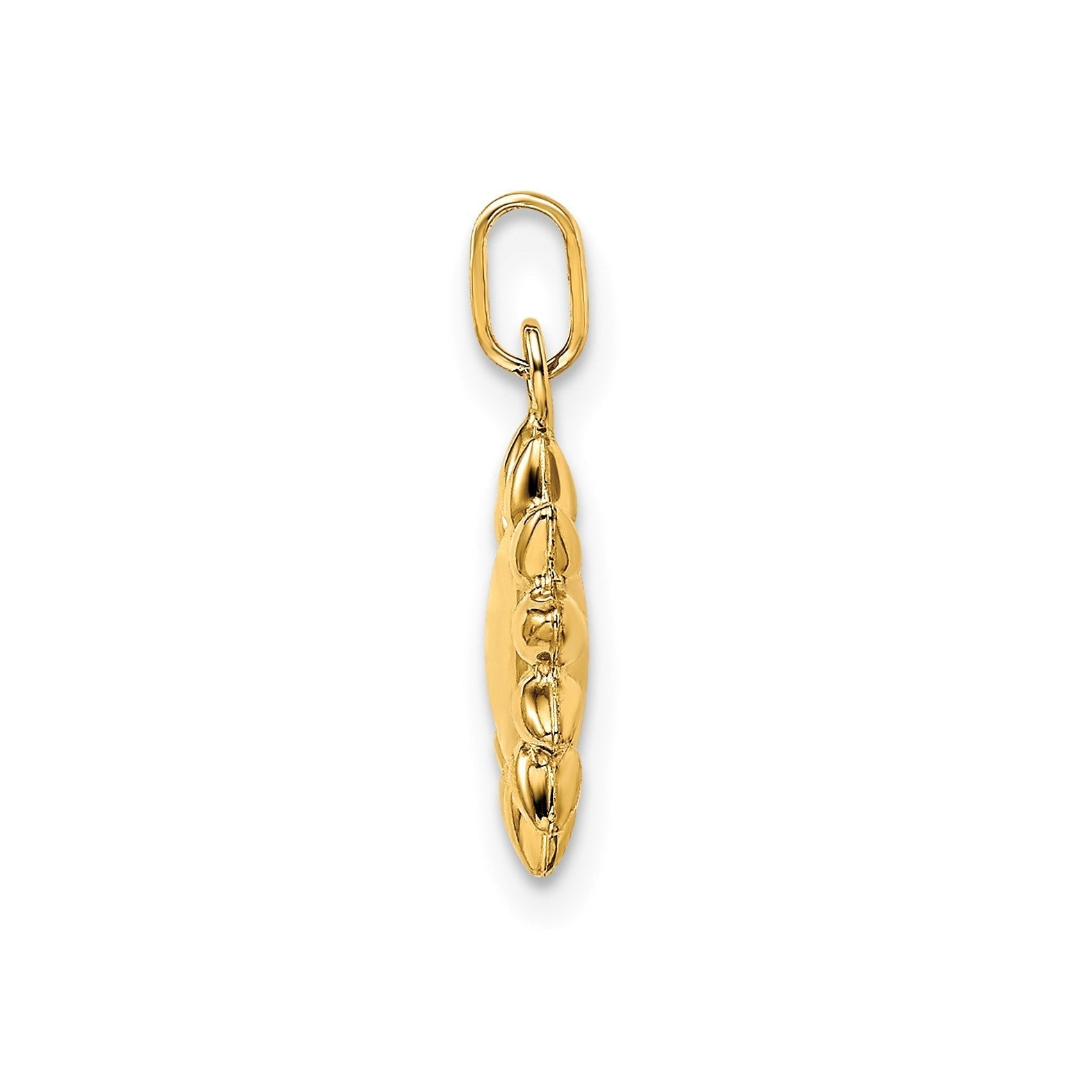 14k Yellow Gold High Polished Puffed Sun Pendant, 12mm