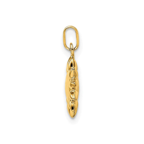 14k Yellow Gold High Polished Puffed Sun Pendant, 12mm