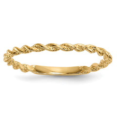 14k Yellow Gold High Polished Twisted Rope Band Ring