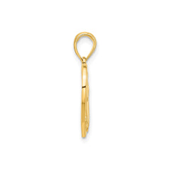 14k Yellow Gold Horse Head And Heart Pendant, 22x15mm