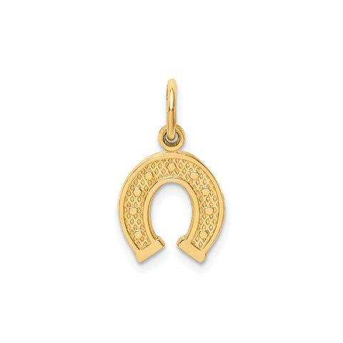 14k Yellow Gold Horseshoe Charm Pendant, 20x10mm