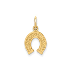 14k Yellow Gold Horseshoe Charm Pendant, 20x10mm