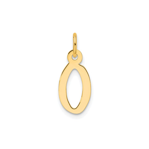 14K Yellow Gold Initial Letter Pendant Charm, Block Style, 13mm x 6mm