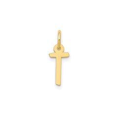 14K Yellow Gold Initial Letter Pendant Charm, Block Style, 13mm x 6mm