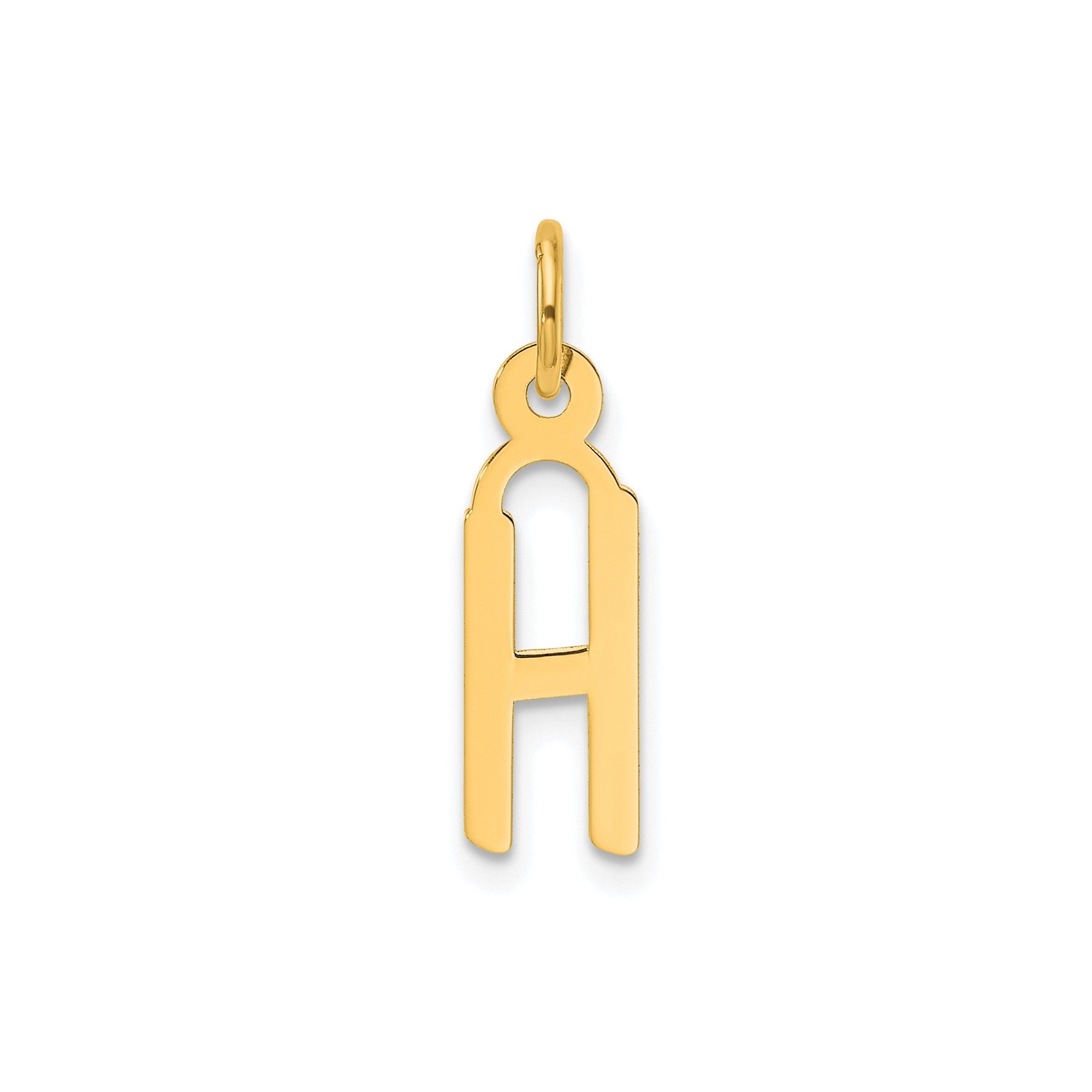 14K Yellow Gold Initial Letter Pendant Charm, Block Style, 13mm x 6mm