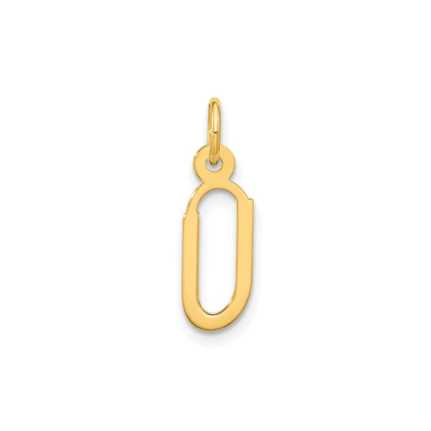 14K Yellow Gold Initial Letter Pendant Charm, Block Style, 13mm x 6mm