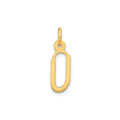 14K Yellow Gold Initial Letter Pendant Charm, Block Style, 13mm x 6mm