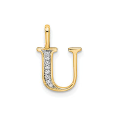 14K Yellow Gold Initial Monogram Letter Diamond Pendant