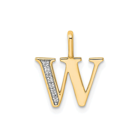 14K Yellow Gold Initial Monogram Letter Diamond Pendant