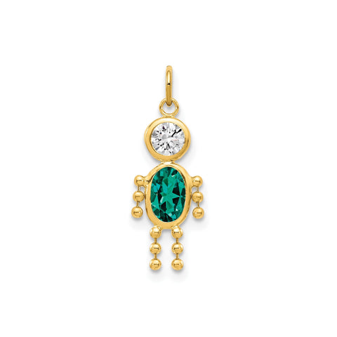 14k Yellow Gold Male Shape Birthstone Pendant Charm, 19x9mm