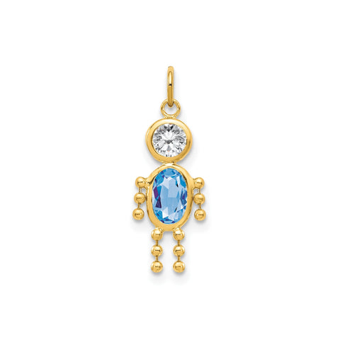 14k Yellow Gold Male Shape Birthstone Pendant Charm, 19x9mm