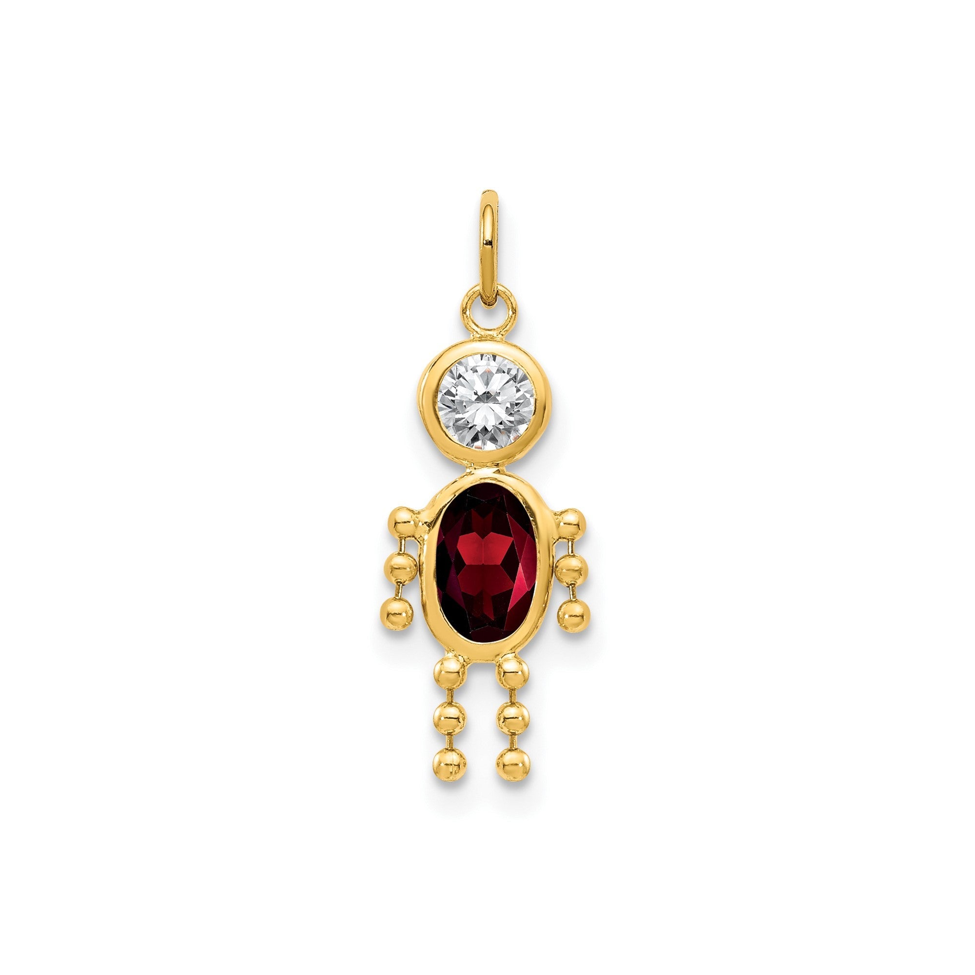 14k Yellow Gold Male Shape Birthstone Pendant Charm, 19x9mm