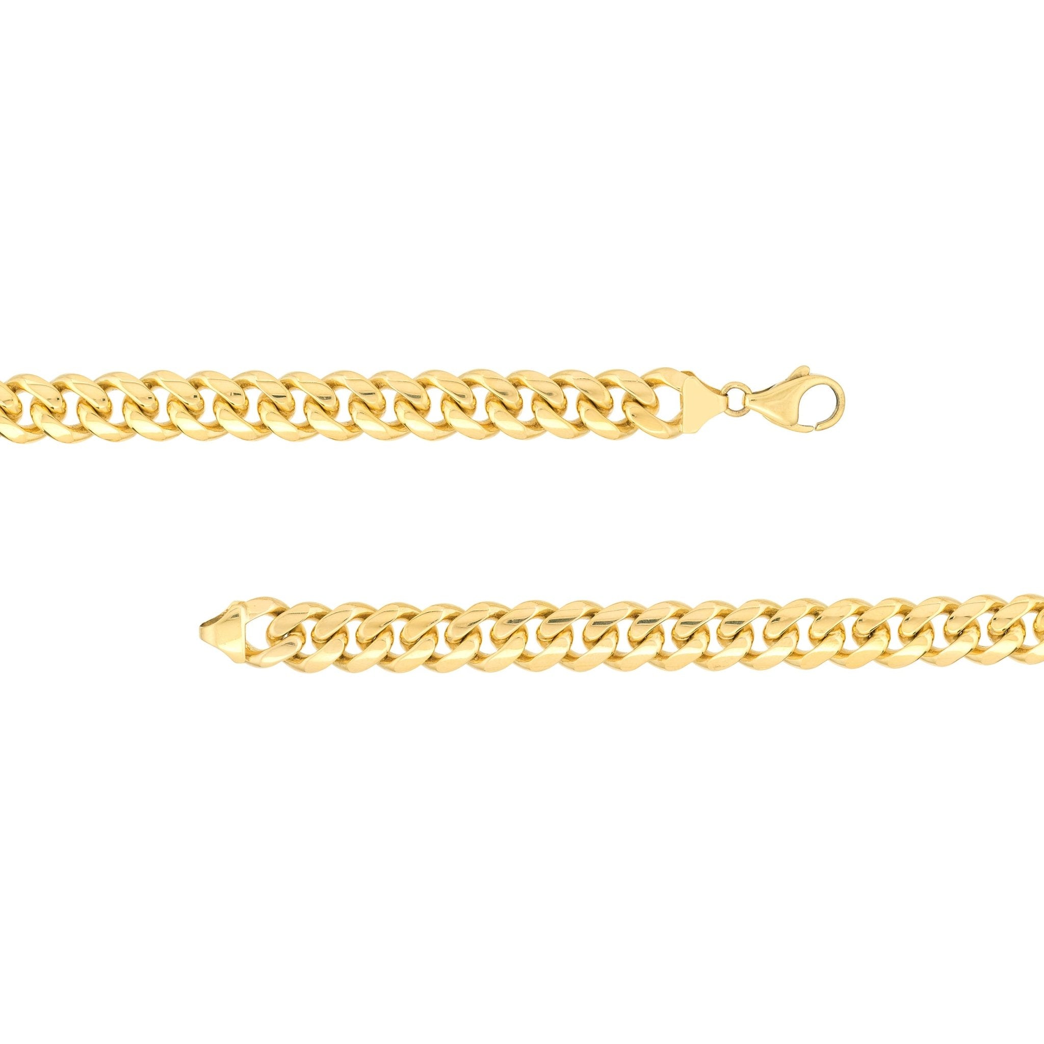14k Yellow Gold Miami Cuban Link Chain Necklace, Width 11mm - JewelryAffairs