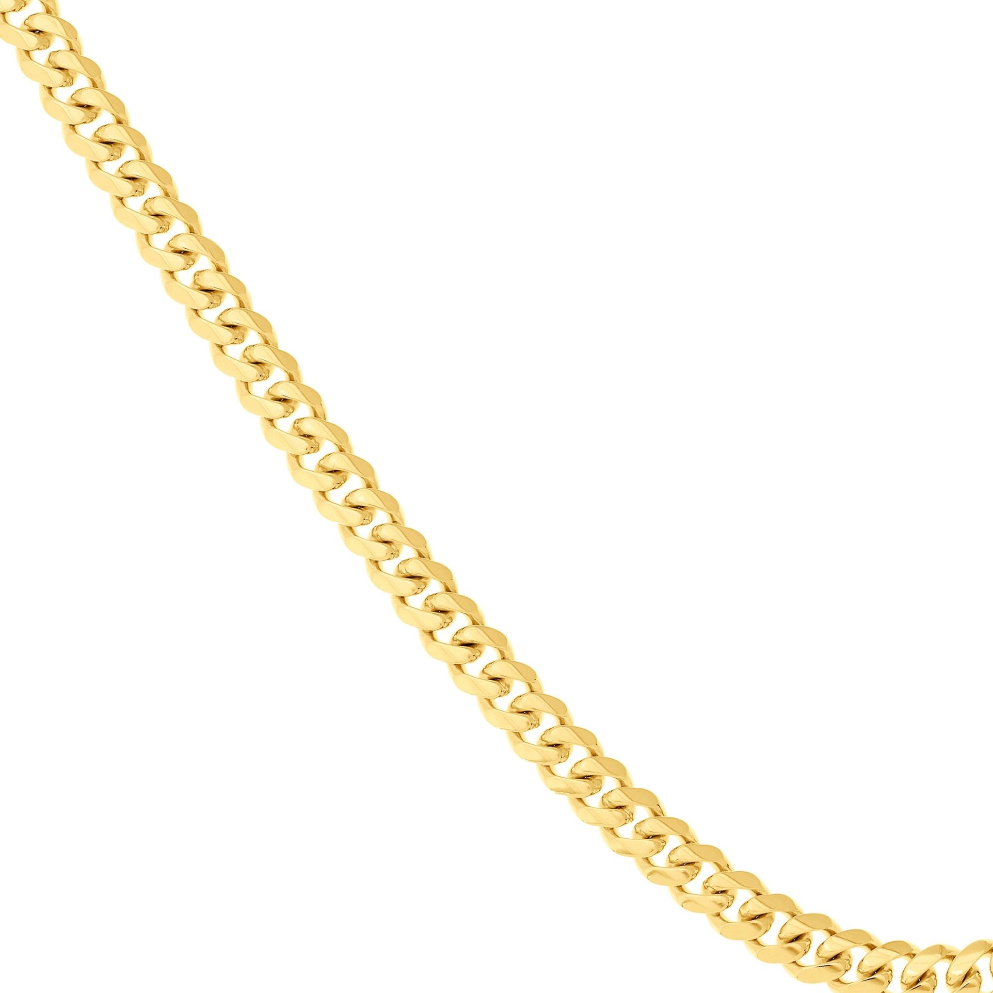 14k Yellow Gold Miami Cuban Link Chain Necklace, Width 11mm - JewelryAffairs