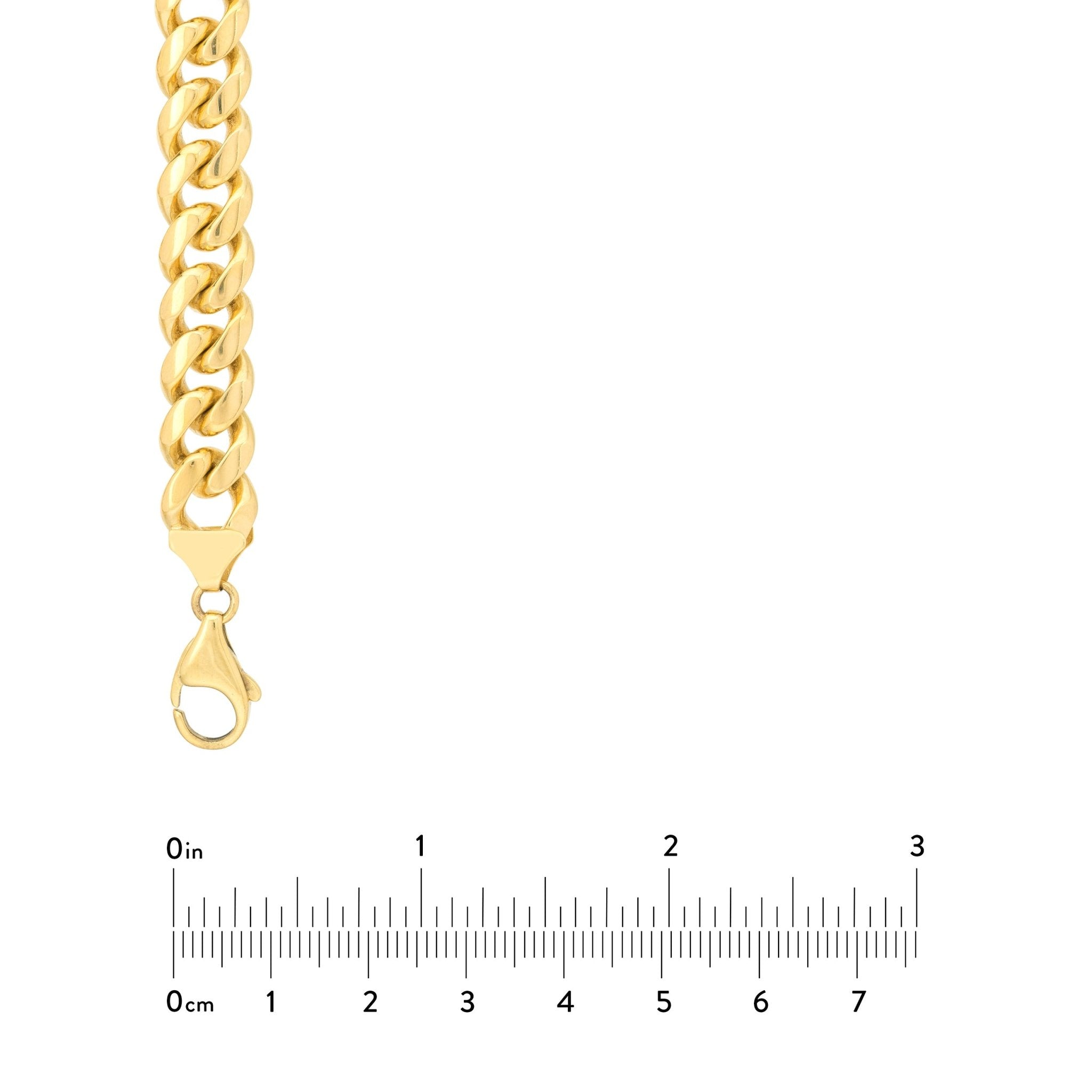 14k Yellow Gold Miami Cuban Link Chain Necklace, Width 11mm - JewelryAffairs