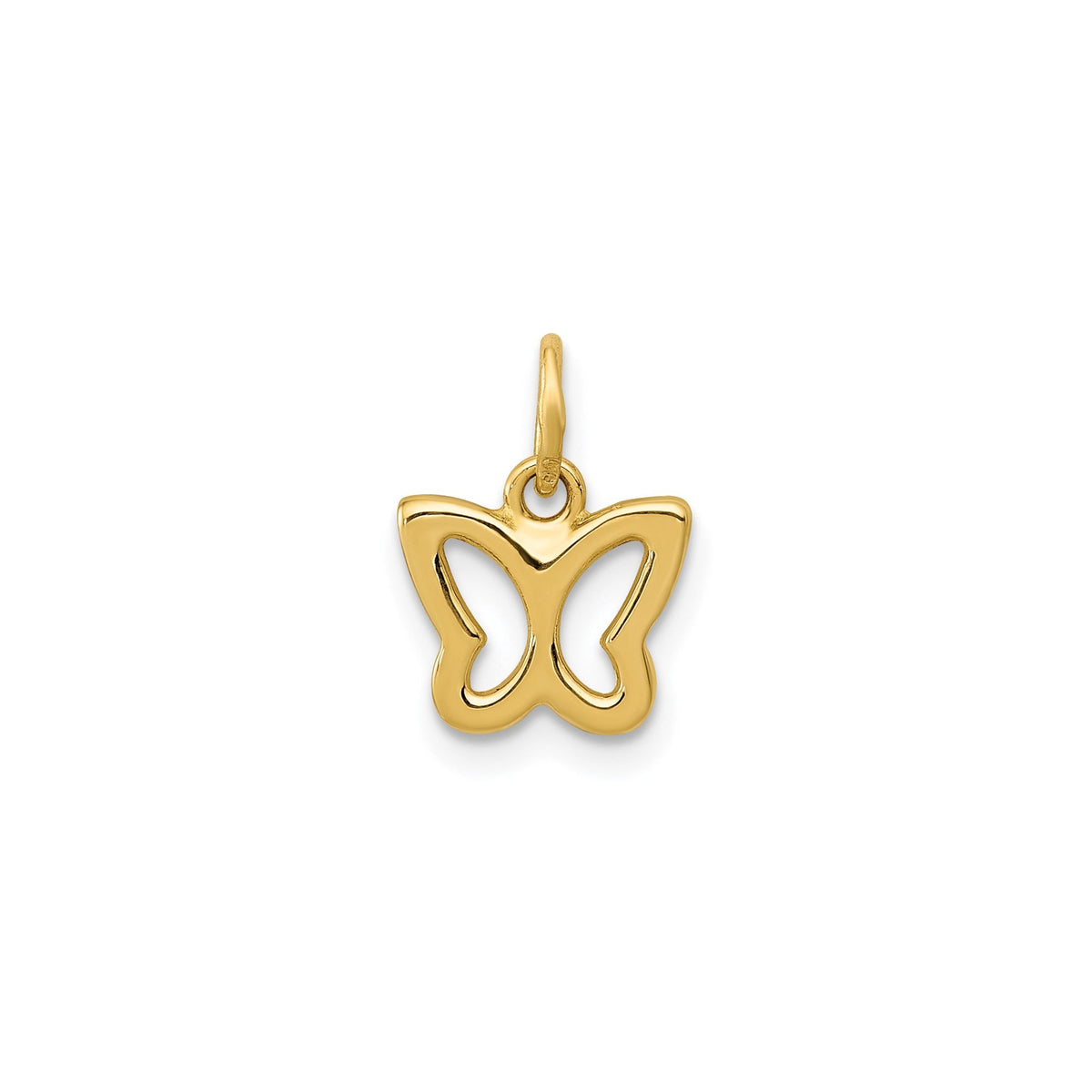 14k Yellow Gold Minimal Butterfly Pendant Charm, 8x8mm - JewelryAffairs