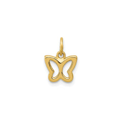 14k Yellow Gold Minimal Butterfly Pendant Charm, 8x8mm - JewelryAffairs