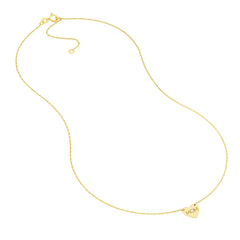 14k Yellow Gold MOM Heart with Diamond Necklace 18 Inches - JewelryAffairs