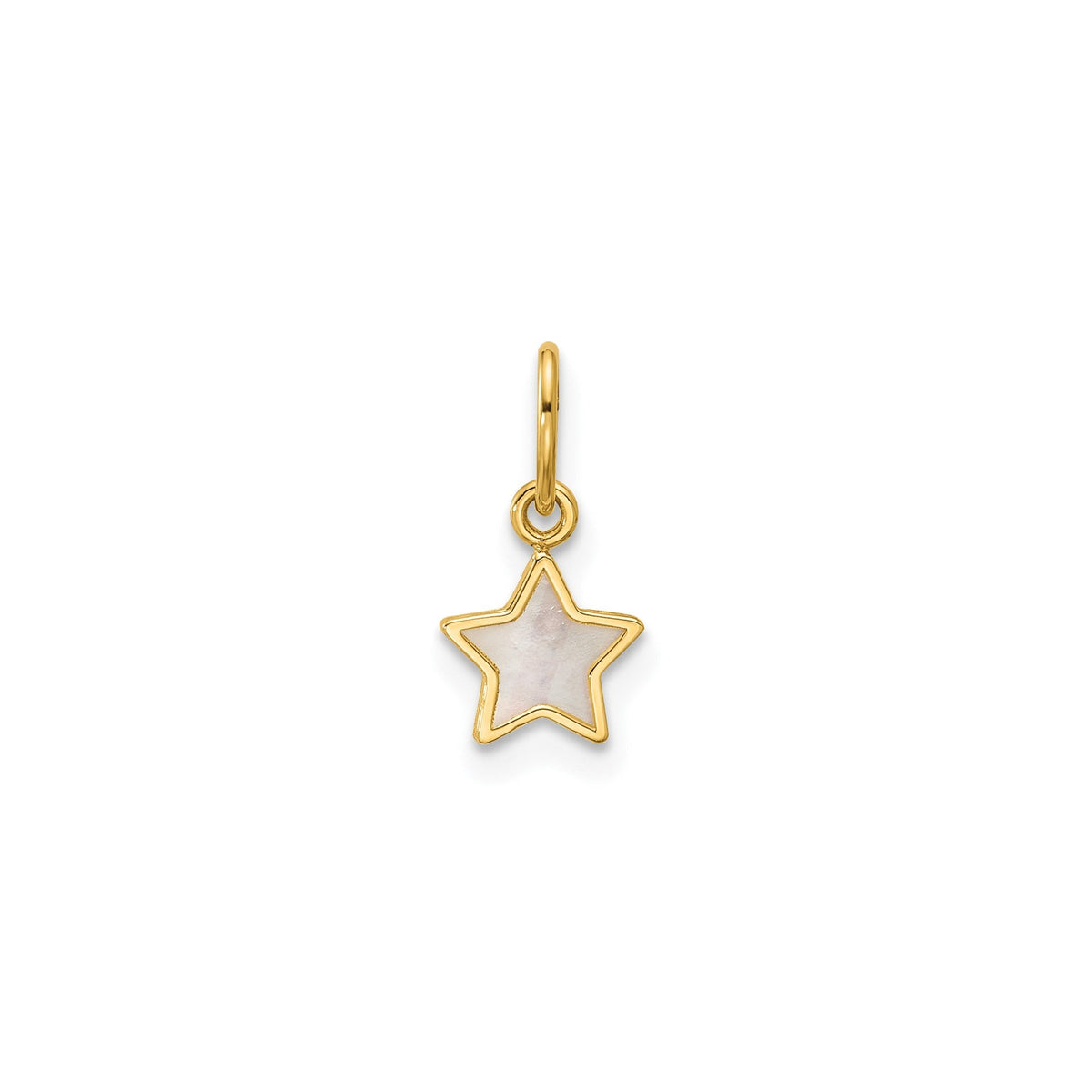 14K Yellow Gold Mother of Pearl Star Pendant,13x7mm - JewelryAffairs
