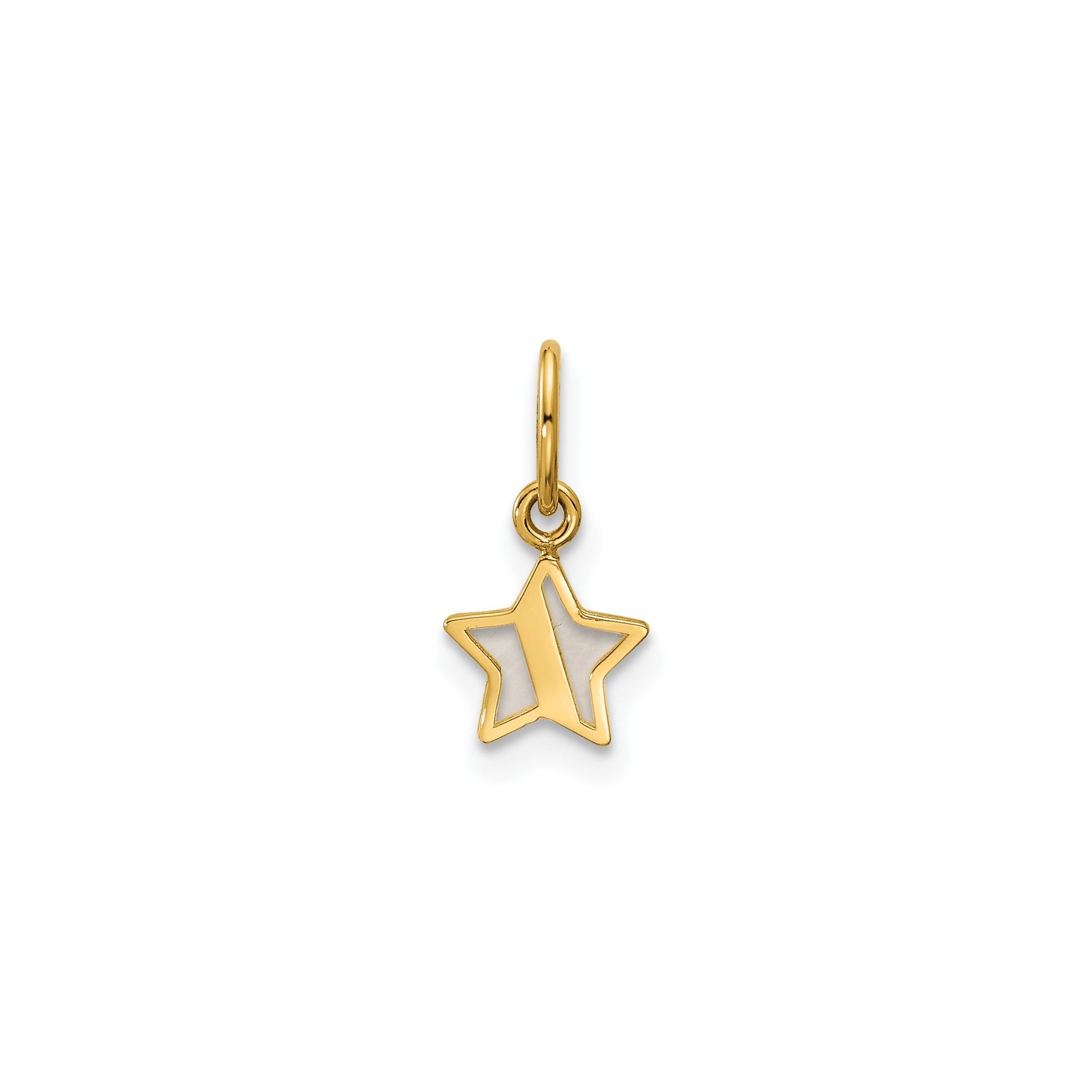 14K Yellow Gold Mother of Pearl Star Pendant,13x7mm - JewelryAffairs