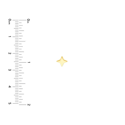 14k Yellow Gold North Star Stud Earrings,8mm