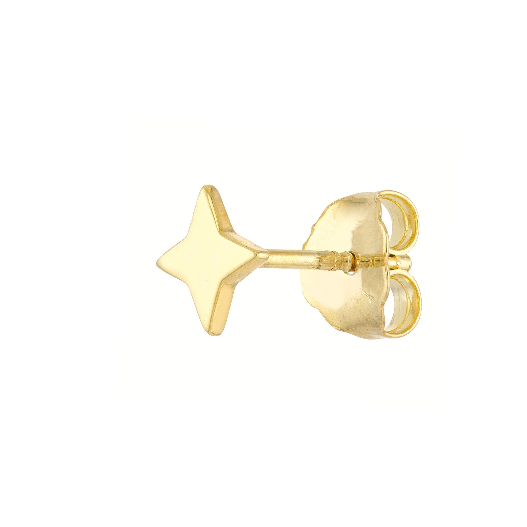 14k Yellow Gold North Star Stud Earrings,8mm