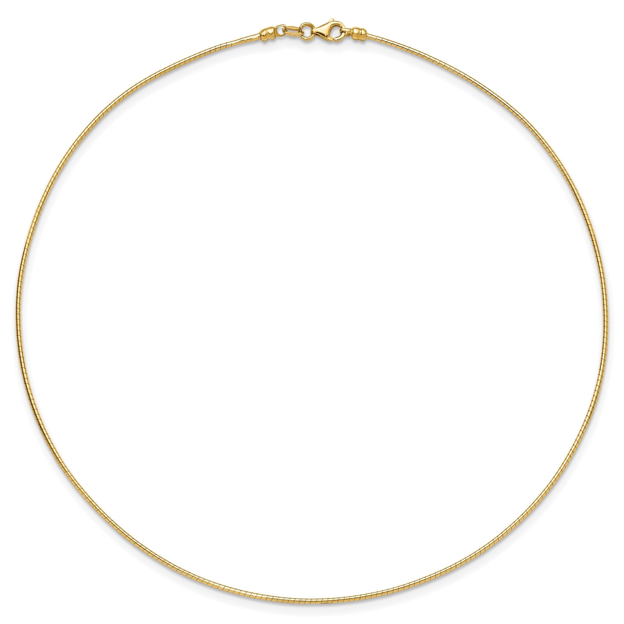 14k Yellow Gold Omega Chain Chocker Necklace, 2mm - JewelryAffairs