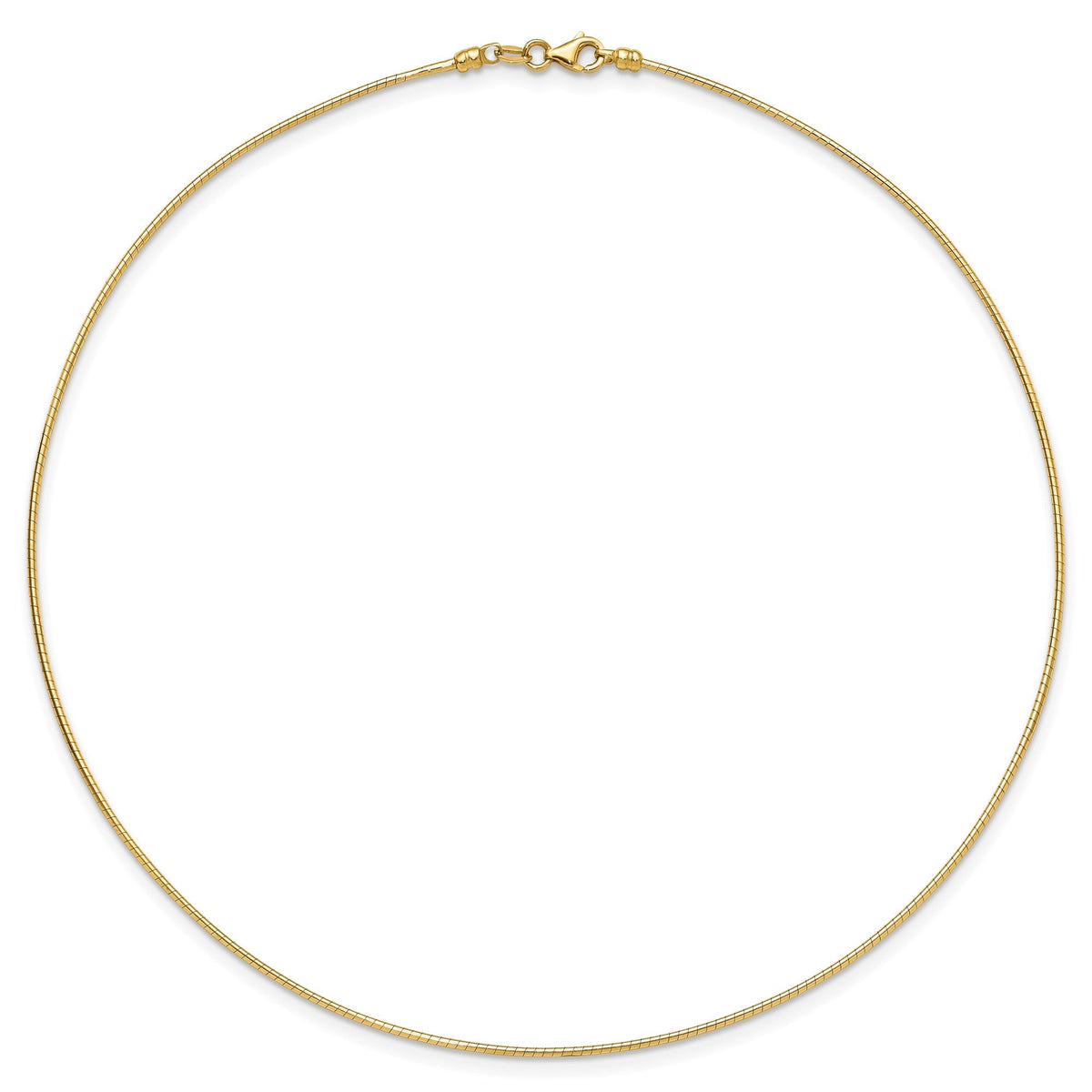 14k Yellow Gold Omega Chain Chocker Necklace, 2mm - JewelryAffairs