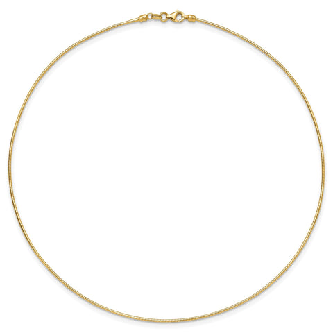 14k Yellow Gold Omega Chain Chocker Necklace, 2mm