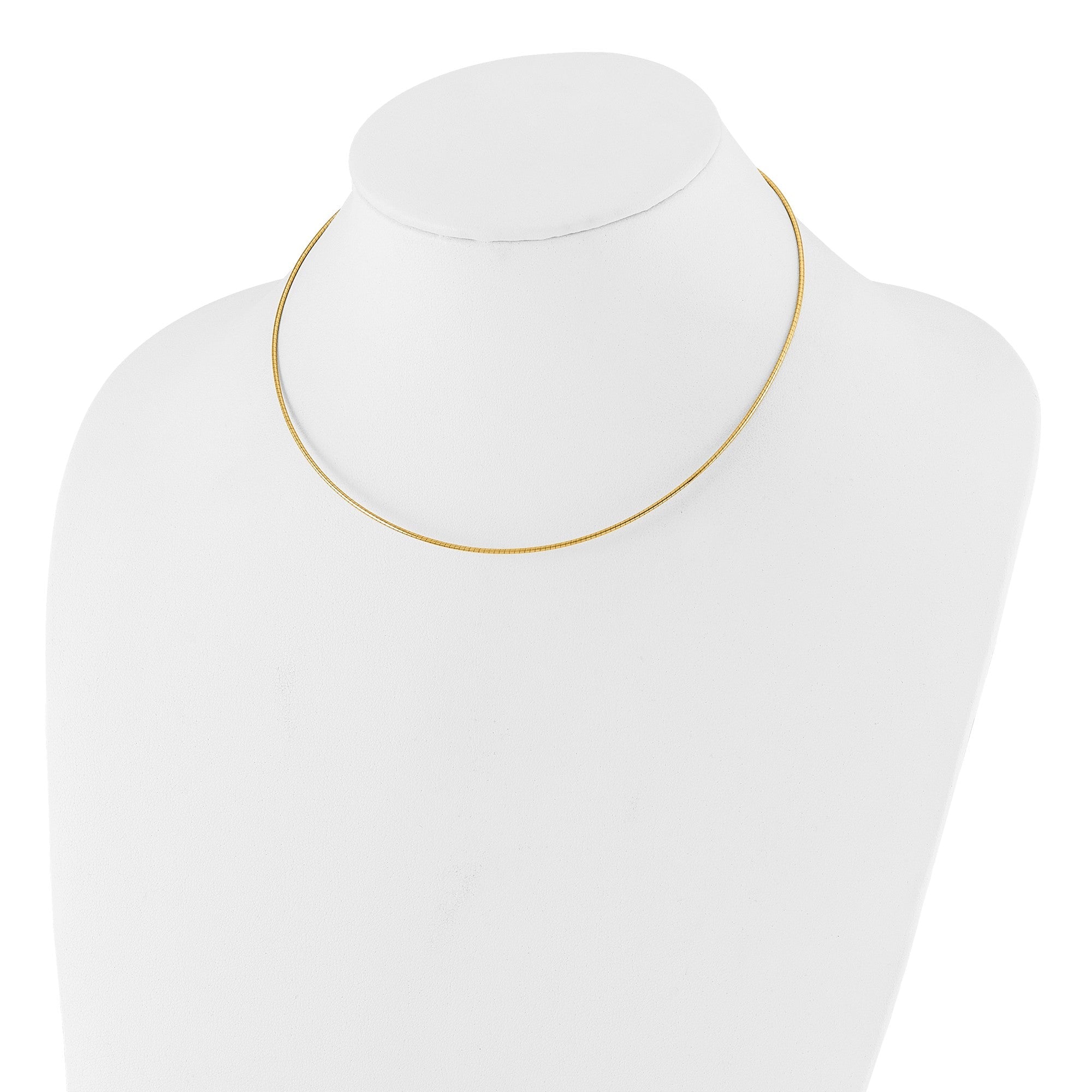 14k Yellow Gold Omega Chain Chocker Necklace, 2mm - JewelryAffairs