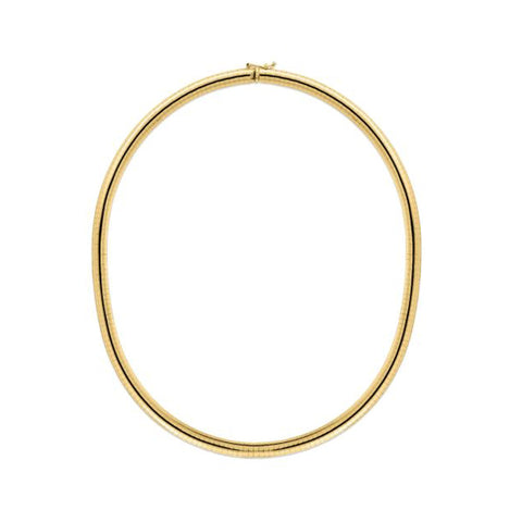 14k Yellow Gold Omega Chain Chocker Necklace, 6mm