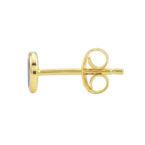 14k Yellow Gold Onyx Enamel Circle Stud Earrings, 5mm