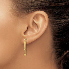 14K Yellow Gold Paperclip Dangle Earrings 27mm - JewelryAffairs