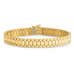 14k Yellow Gold Polished and Satin Mens Rolex Style Link Bracelet 8 Inch