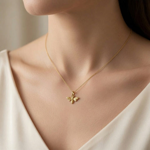 14k Yellow Gold Polished Bee Pendant, 12x10 mm