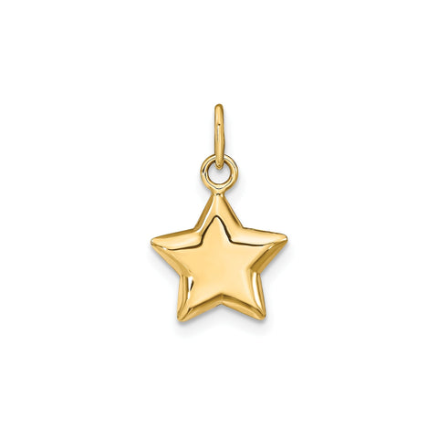14k Yellow Gold Puffed Star Pendant, 18x11mm