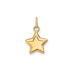 14k Yellow Gold Puffed Star Pendant, 18x11mm