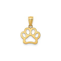 14K Yellow Gold Puppy Dog Paw Pendant, 12x12