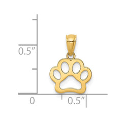 14K Yellow Gold Puppy Dog Paw Pendant, 12x12