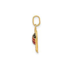 14k Yellow Gold Red and Black Enameled Ladybug in Heart Charm Pendant, 18mm - JewelryAffairs