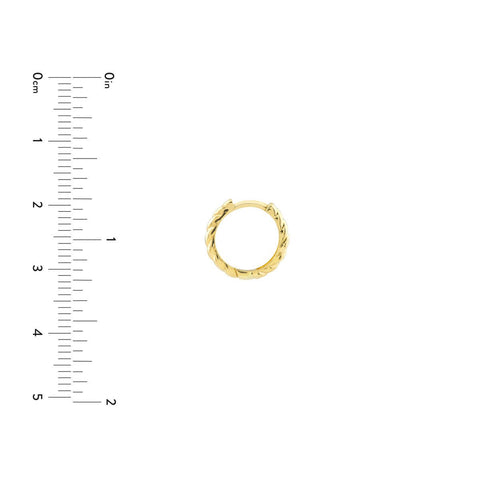 14k Yellow Gold Ribbed Hoop Earrings, 13mm Diameter