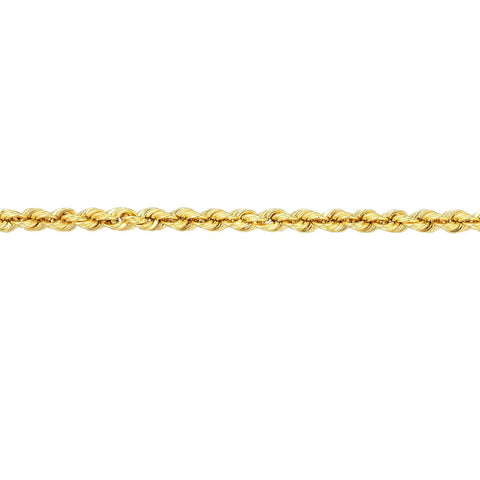 14K Yellow Gold Rope Chain Anklet, 1.8mm, 10 Inch, Lobster Lock
