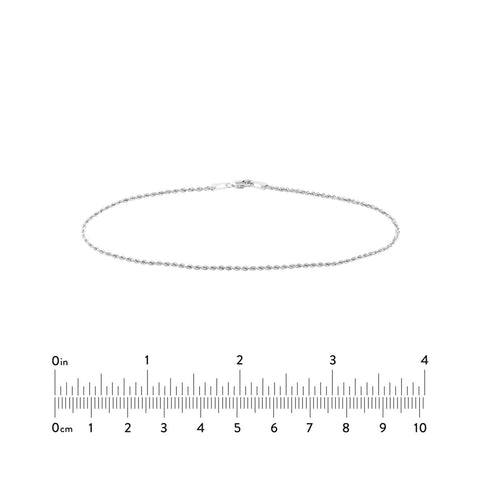 14K Yellow Gold Rope Chain Anklet, 1.8mm, 10 Inch, Lobster Lock