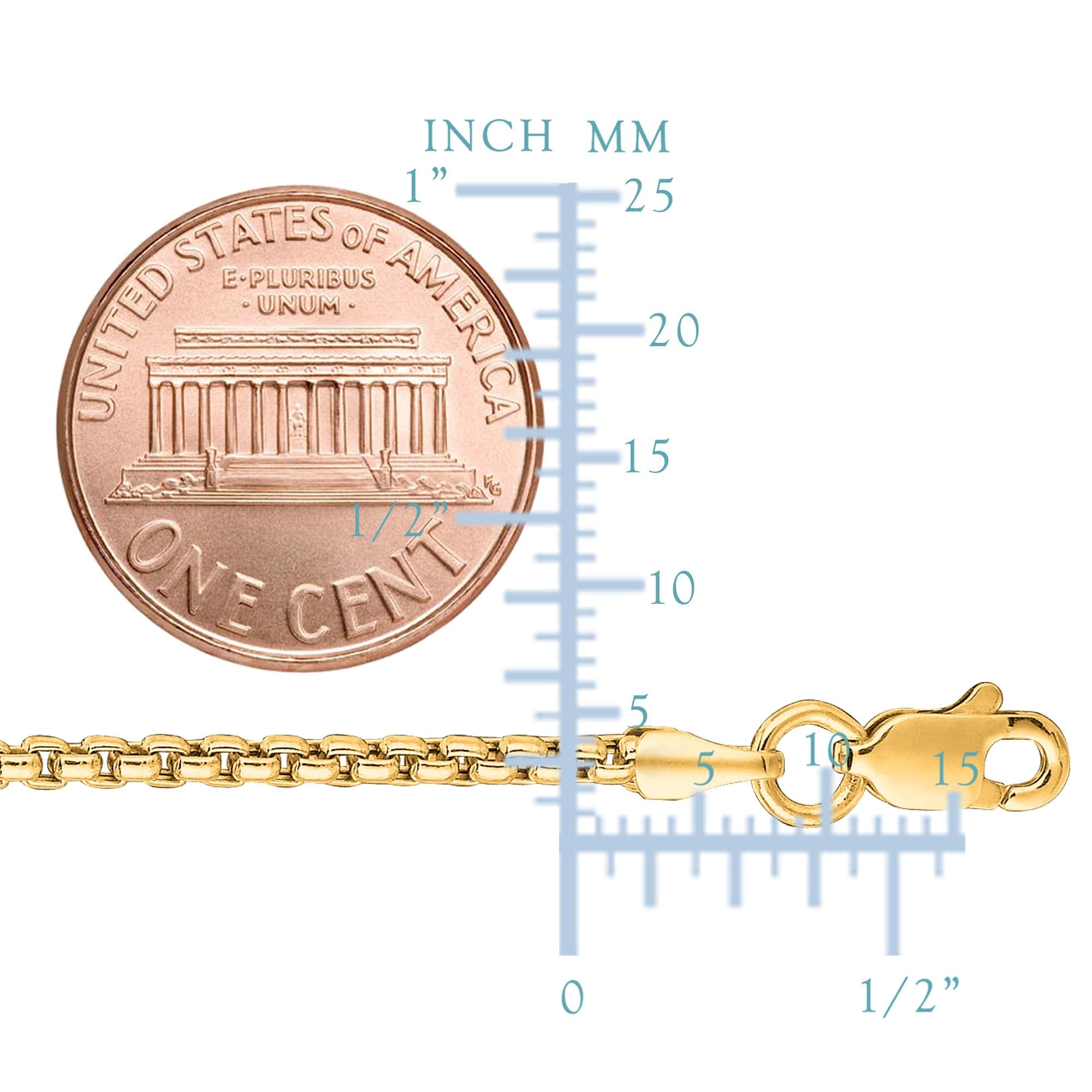 14k Yellow Gold Round Box Chain Necklace, 1.4mm - JewelryAffairs