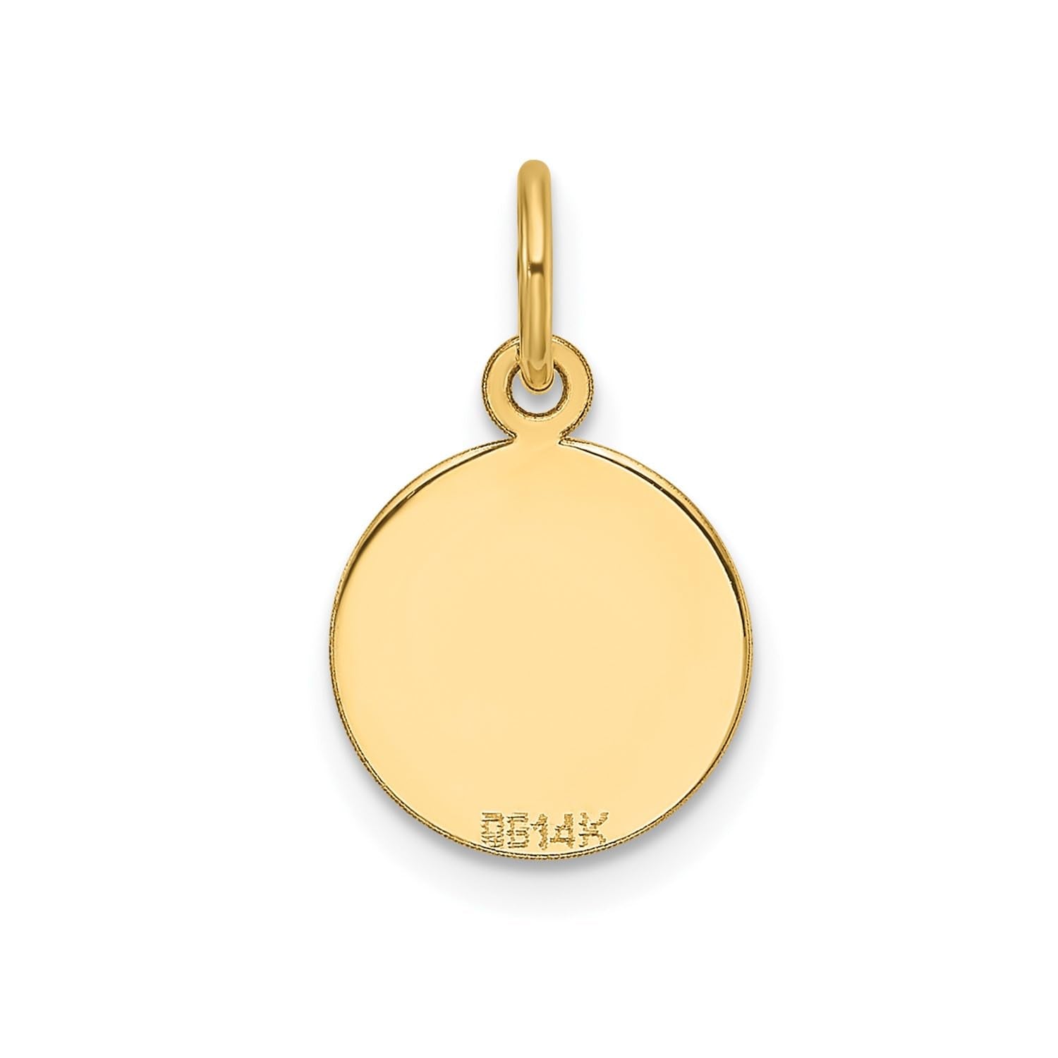 14k Yellow Gold Round Engravable Disc Charm Pendant, 11mm Diameter