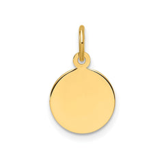 14k Yellow Gold Round Engravable Disc Charm Pendant, 11mm Diameter