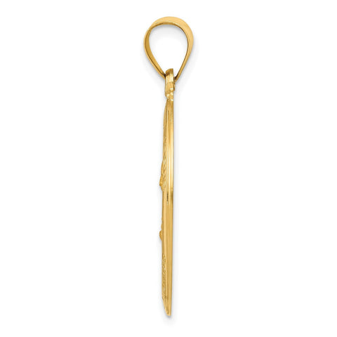 14K Yellow Gold Sacred Heart of Jesus Charm Pendant, 27x17mm