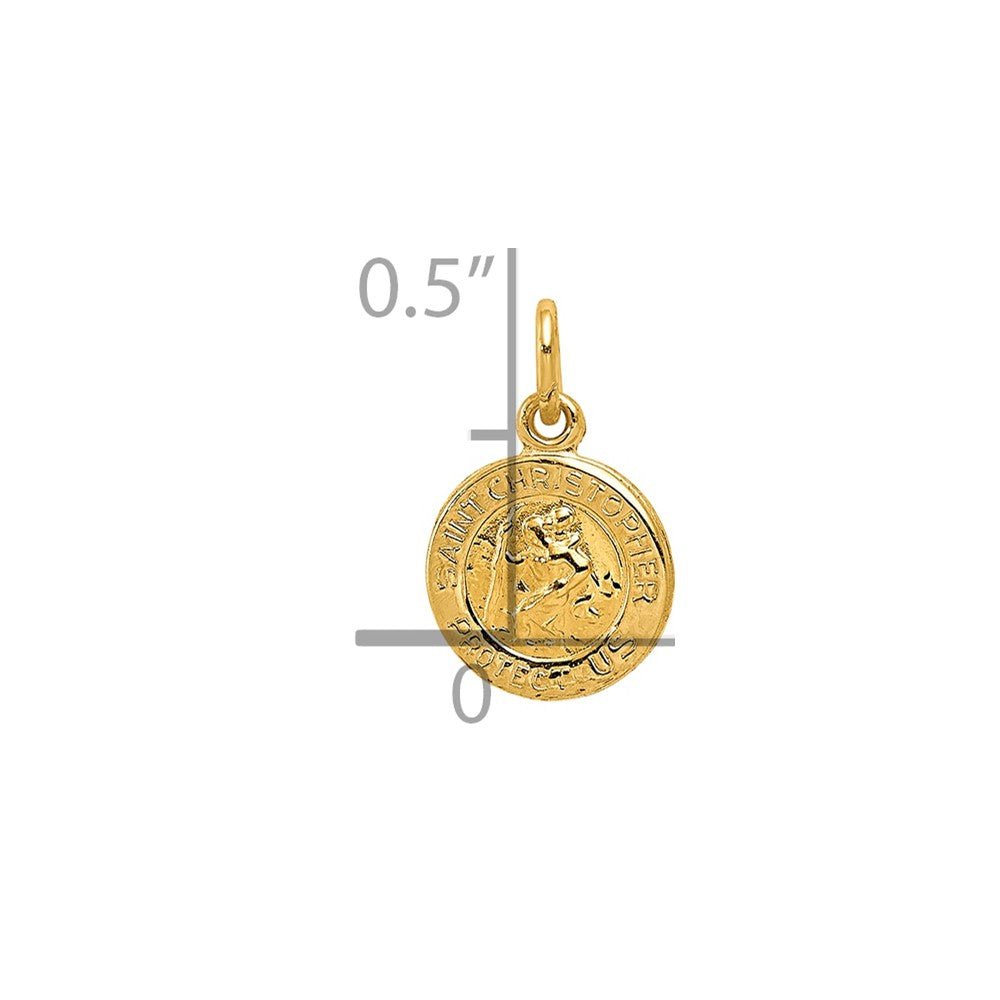 14k Yellow Gold Saint Christopher Medal Charm, 13x8mm - JewelryAffairs