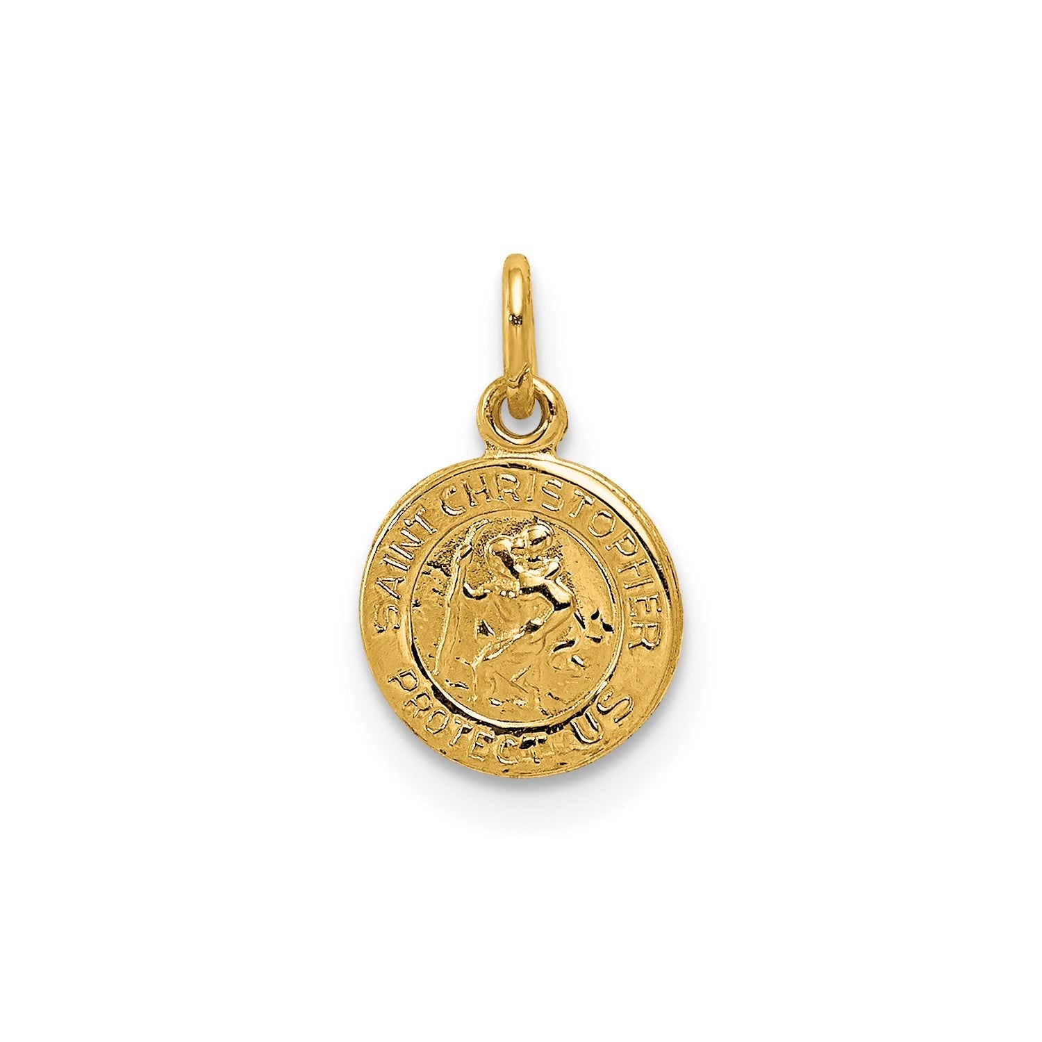 14k Yellow Gold Saint Christopher Medal Charm, 13x8mm - JewelryAffairs